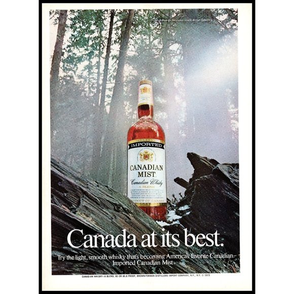 1974 Canadian Mist Whisky Vintage Print Ad Vancouver Island Rain Forest Wall Art - Picture 1 of 1